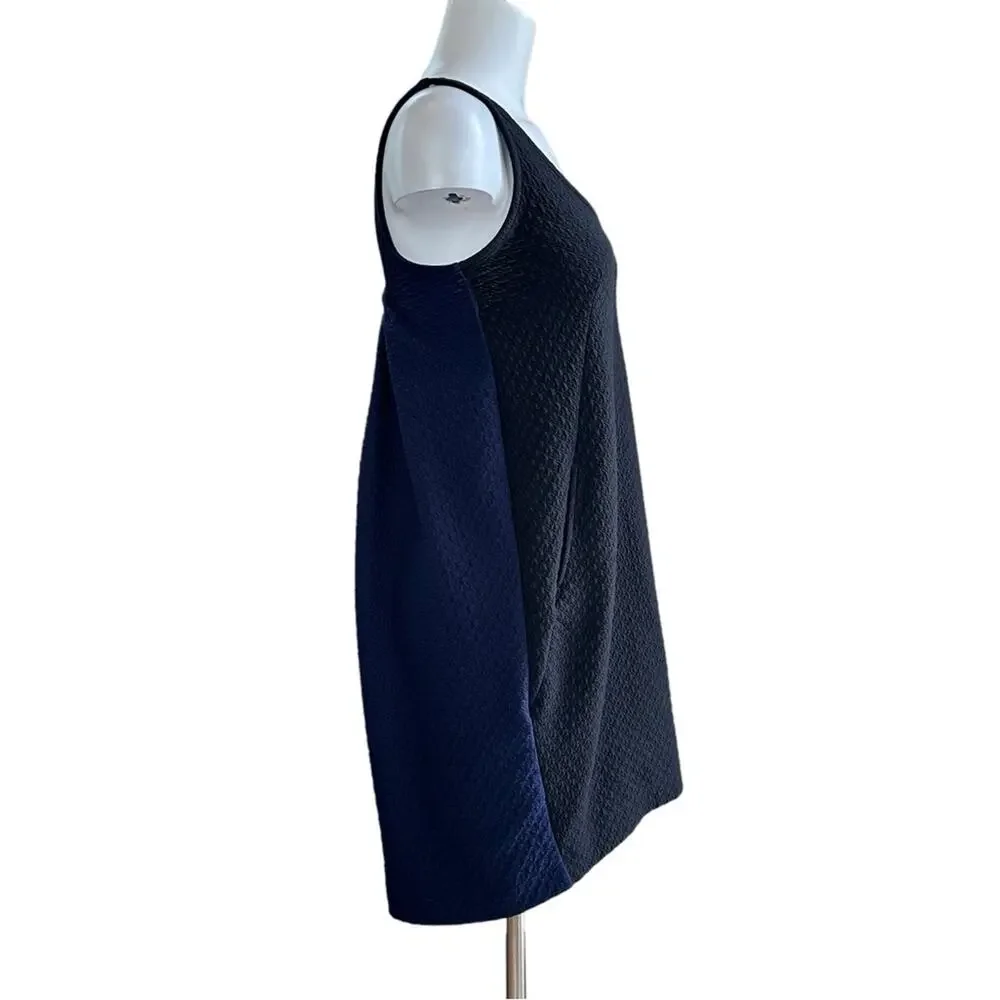 Maeve Anthropologie Sidelong Seared Black & Navy Blue Tunic Slip Dress Small S - Picture 5 of 10